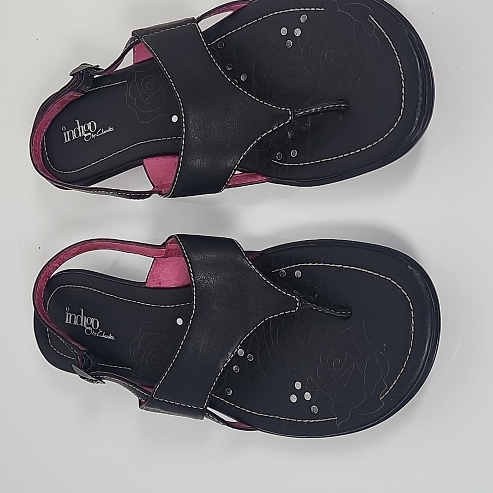 Indigo By Clarks Black Women's Thong  Sling Back Sandals Size 7M